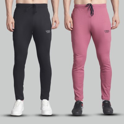 VIMAL JONNEY Solid Men Black, Pink Track Pants