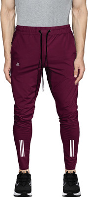 Z-DEVIL Solid Men Maroon Track Pants