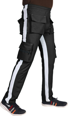 HoC Self Design Men Black Track Pants