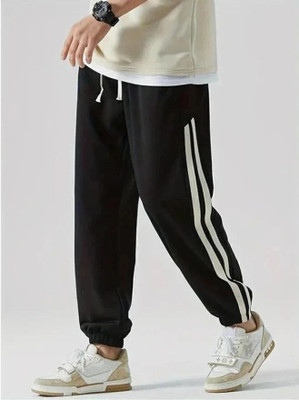 METRONAUT Striped Men Black Track Pants
