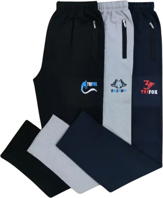 TRIFOX Solid Men Black, Grey, Blue Track Pants