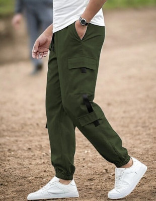 Kesaria Textile Company Solid Men Dark Green Track Pants