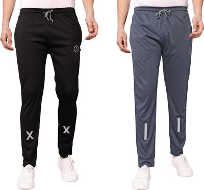ANAND Self Design Men Black, Grey Track Pants