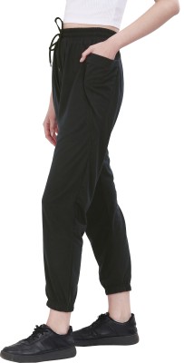 Fashionable Self Design Women Black Track Pants