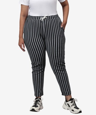 Instafab Plus Striped Women Grey Track Pants