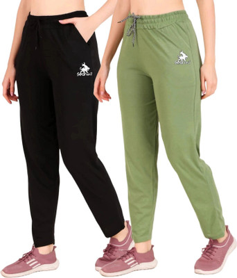 SEAPRINT Solid Women Black, Light Green Track Pants