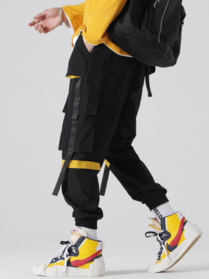 Revago Colorblock Men Black Track Pants