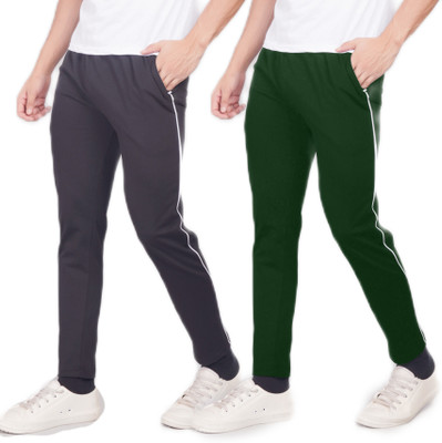 WILD CAMO Solid Men Green, Black Track Pants