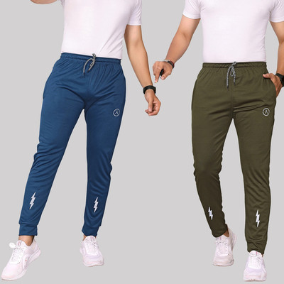 Moda Rapido Chevron/Zig Zag Men Blue, Dark Green Track Pants