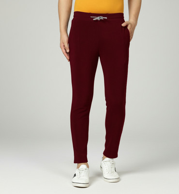 CUTOFFS Solid Men Maroon Track Pants