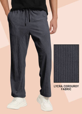 NIVEDANM Solid Men Grey Track Pants