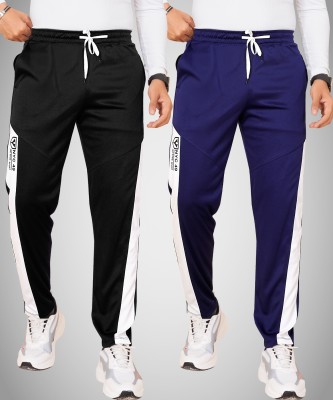 Yazole Colorblock Men Black, Blue Track Pants