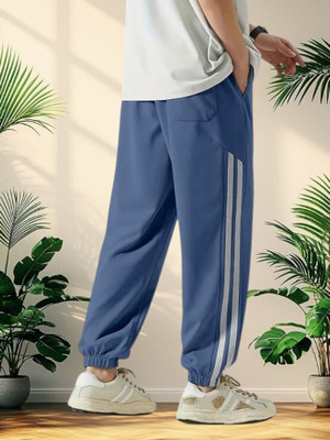 HouseOfCommon Striped Men Blue Track Pants
