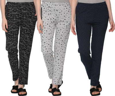 Weboasis Printed, Self Design Women Blue, Black, Grey Track Pants