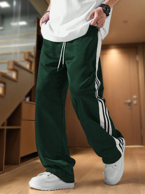 Rajovati Striped Men Dark Green Track Pants