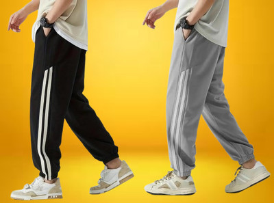 Kesaria Textile Company Striped Men Black, Grey Track Pants