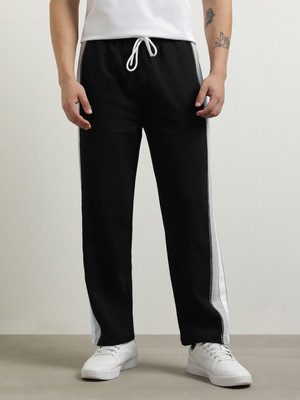 NOBERO Solid, Colorblock Men Black Track Pants