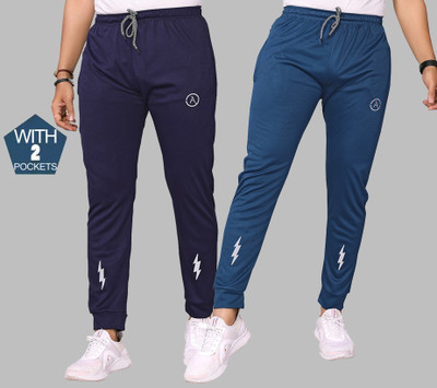 ANAND Printed Men Dark Blue, Blue Track Pants
