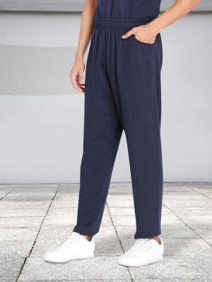 CHKOKKO Solid Men Dark Blue Track Pants