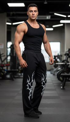 jeneric Graphic Print Men Black Track Pants