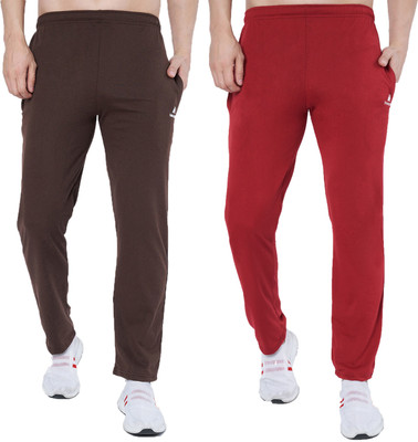 Diwazzo Solid Men Brown, Maroon Track Pants