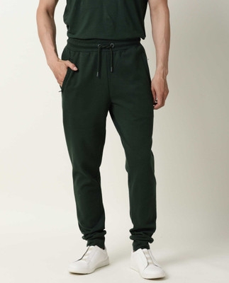 Rare Rabbit Solid Men Green Track Pants