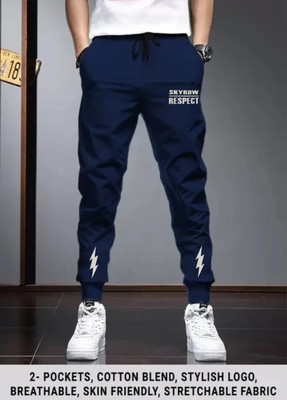 skyrow Solid Men Blue Track Pants