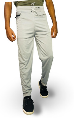 MJHUB Solid Men Silver Track Pants