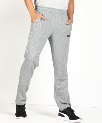 PUMA ESS Logo Pants Solid Men Grey Track Pants