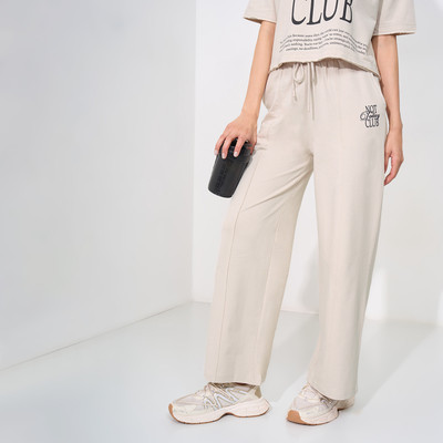 Ajile By Pantaloons Solid Women Beige Track Pants