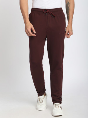Stitch Hub Solid Men Maroon Track Pants