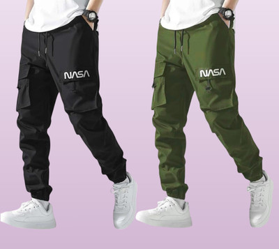 GIBBONTE Self Design Men Black, Olive Track Pants