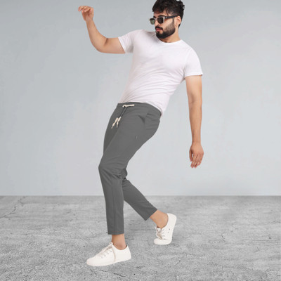 Covetvolo Designer Solid Men Grey Track Pants