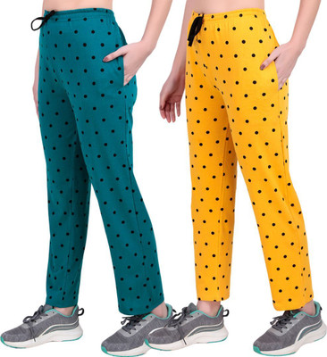 FASHIONHOUSETS Polka Print Women Green, Yellow Track Pants