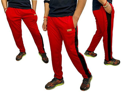 The Yogis Solid Men Red Track Pants