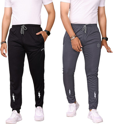 ANAND Printed Men Black, Grey Track Pants