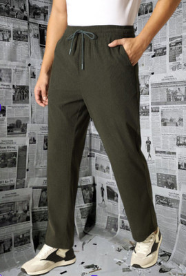 Kesaria Textile Company Solid Men Dark Green Track Pants