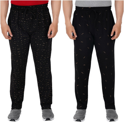 Guide Printed Men Black, Black Track Pants