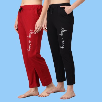 SEASER Printed Women Red, Black Track Pants