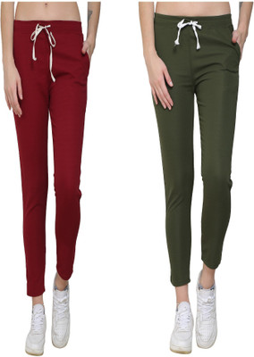 swi stylish Solid Men Maroon, Green Track Pants