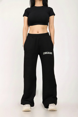 Fitinc Solid Women Black Track Pants