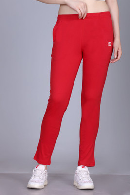 BILBURY Solid, Printed Women Red Track Pants
