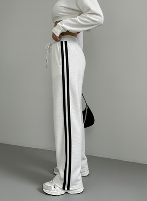 Dockstreet Striped Women White Track Pants