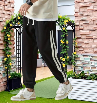 Style Sizzle Self Design Men Black Track Pants