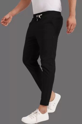 IRHA Solid Men Black Track Pants