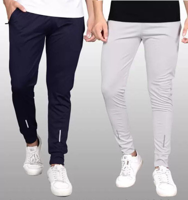 DRB CREATION Solid Men Dark Blue, Grey Track Pants