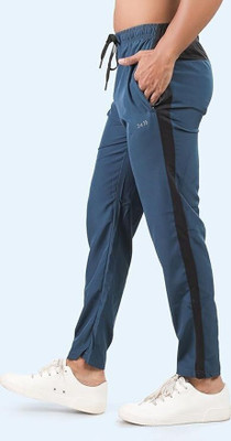 24 Street Solid Men Dark Blue Track Pants