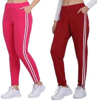 HARSHITA MART Solid Women Maroon, Red Track Pants