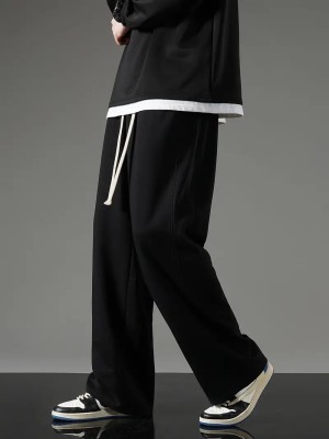 Dockstreet Solid Men Black Track Pants