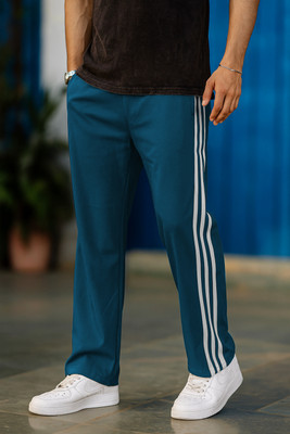 CULISH Striped Men Blue Track Pants
